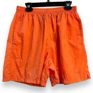 NIKE Shorts Nylon Orange Pockets Elastic Tie Waistband Size L (12-14)